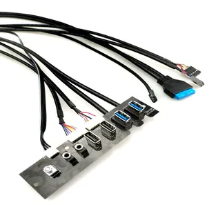 Panel frontal de doble USB3.0 + USB2.0, AUDIO HD + LED SW, carcasa de ordenador, panel frontal, cable actualizado, modelo 13133