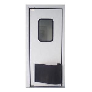 Porte <span class=keywords><strong>de</strong></span> circulation métallique à double action commerciale avec pare-chocs en caoutchouc anti-collision - Product Image 1