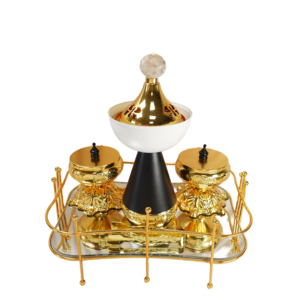 Juego de Incensario Metálico Estilo Árabe con Espejo, Aromático con Aroma a Madera de Sándalo de Alta Calidad, Accesorios para Bakhoor para el Hogar, para Todas las Estaciones - Product Image 1