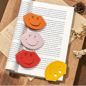 Wholesale PU Leather Custom Colorful Cute Smile <b>Bookmark</b> School Reading Marker Page Holder Reading Accessories Durable <b>Bookmark</b> - Product Image 2