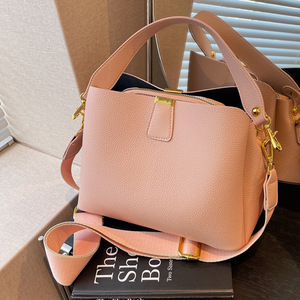 Sac fourre-tout seau petit format, sac bandoulière pour femme, tenues quotidiennes, style luxe léger, blanc, kaki, rose, noir, printemps 2025 - Product Image 2