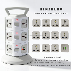 ปลั๊กพ่วงแบบหลายช่องเสียบพร้อมพอร์ต USB <span class=keywords><strong>2</strong></span> ช่อง, ปลั๊กพ่วงแบบทาวเวอร์หลายช่องเสียบ ปลั๊กพ่วงทองแดง 2500W - Product Image 4