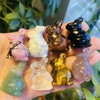 Vente en gros animal en cristal sculpté à la main agate multicolore pierre de lapin pour décoration cadeau