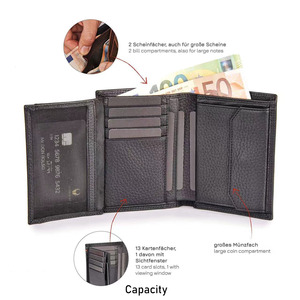 Porte-cartes en cuir de vachette triple beauté sac d'argent <span class=keywords><strong>portefeuille</strong></span> en cuir court pour hommes pour unisexe - Product Image 2