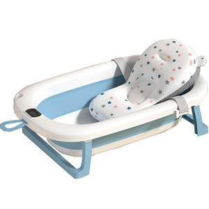 Folding Bathtub Baby Collapsible Standing Infant Baby <b>Bath</b> Tubs Bathtub Set Plastic <b>Foldable</b> for Kids Children With Temperature - Product Image 2