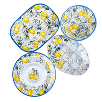 Plateaux à croustilles et à trempette en gros en usine Assiette à collation en mélamine au design citron à prix abordable Utilisation quotidienne moderne