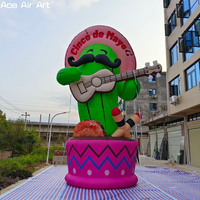 Cactus gonflable géant personnalisé de 8 m de haut avec guitare pour la décoration de la fête mexicaine du Cinco de Mayo