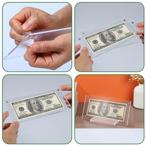 2 Stück Dollar Bill Frame Bilderrahmen halter Doppelseitige transparente Gedenkmünze Vitrine Acryl Kunststoff platten - Product Image 4