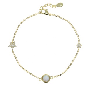 <span class=keywords><strong>Bracelet</strong></span> couleur argent or pour jeune fille, nouvelle collection de bijoux artisanaux, pierres d'opales, breloques en forme d'étoile, vente en gros, tendance - Product Image 2
