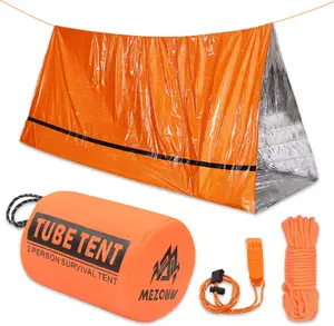 Go Time Gear Life Tent Emergency Survival Shelter ,2 Person Emergency Tent Includes Survival Whistle & Paracord
