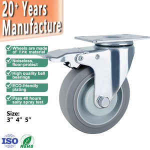 Mittelschwere 3 4 5 Zoll Superleise TPR-Oberplatten-Lenkrollen Universelle Schwenkrollen mit Doppelkugellager und Bremse - Product Image 1