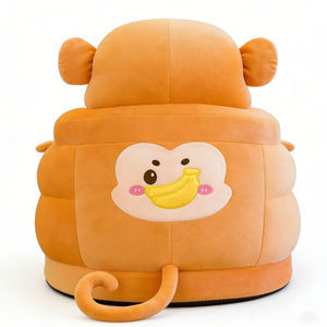 Asiento de aprendizaje para bebés de peluche de mono de dibujos animados naranja personalizado, sofá de entrenamiento anti-vuelco para bebés con bordado de plátano - Product Image 6