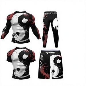 ขายส่งเสื้อรัดกล้ามเนื้อสำหรับ MMA BJJ ดีไซน์ทันสมัยสำหรับผู้ชาย ผลิตจากผ้าสแปนเด็กซ์/ไนลอน - Product Image 3