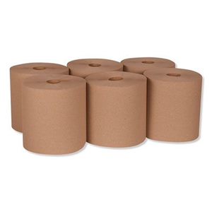 Rollo de toalla de mano de papel reciclado Universal H1 Natural 100% fibra reciclada 6 rollos X 700 pies para inodoros domésticos paquete de 6 rollos por caja - Product Image 1
