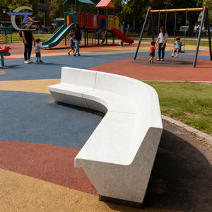 Banca Pública Curva de <span class=keywords><strong>Exterior</strong></span> con Respaldo de Piedra, Material de Hormigón de Alta Densidad Resistente a la Intemperie para Calle y Plaza - Product Image 4