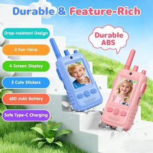 Walkie Talkie Infantil con Intercomunicador, Diseño de Dibujos Animados, Llamadas de Alta Definición, Batería, Pantalla, Alcance de Menos de 1.5 km - Product Image 5