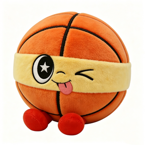 Peluche Personalizado de Color Naranja con Diadema Amarilla, Cara que Abre la Ojera y Ojos de Estrella, Adorable Almohada con Forma de Personaje de Baloncesto - Product Image 5