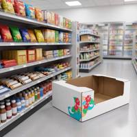 Weihnachtliche Wellpappe-PDQ-Displaybox, Bedruckte Karton-Aufsteller für Kekse, Snacks, Geschenke, Einzelhandel und Großhandel