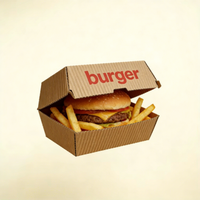 Boîte à hamburger et frites en carton ondulé de qualité alimentaire, écologique, avec logo personnalisé, recyclable, pour la restauration rapide