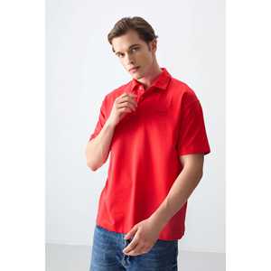 Polo en coton Oxford pour homme Fiesta, manches courtes, coupe ample, anti-rétrécissement, rouge basique 88382 - Product Image 5