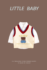 2023 abbigliamento autunnale e invernale per bambini camicia stile inglese per ragazzi + canotta maglione + Jeans 3 pezzi Set di abbigliamento per bambini - Product Image 5