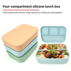 กล่องข้าวซิลิโคนแบบพกพา ปลอดสาร BPA 3 ช่อง สำหรับเด็ก ใช้กับไมโครเวฟได้ - Product Image 3