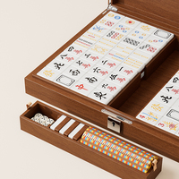 Chine Mahjong personnalisé de luxe avec boîte en bois 144 Mahjong ensemble en bois Mahjong étui cadeau boîte Majiang boîte Majiang ensemble
