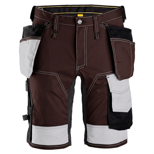 Pantalones Cortos Cargo Rojos para Hombre, Cintura Media, Lona de Poliéster, Casuales, Transpirables, Cintura Elástica, Bolsillos, Largo Bermuda, Teñido Liso - Product Image 3
