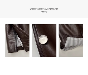 Giacca di pelle da donna originale personalizzata giacca di pelle d'agnello giacca di pelle minimalista giacca di pelle Varsity da donna - Product Image 4