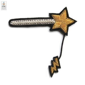 Fashion Creative Bullion Wire Handmade Embroidery <b>Large</b> Leaf Brooches Pins Bullion Silk Patch Custom Bird Shape Star 3D Wire - Product Image 5