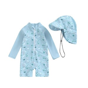 Costume da bagno intero in chiffon a maniche lunghe per bambina, taglie 70-80-90-100-110 - Product Image 4