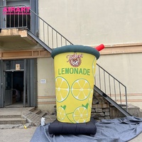 Gobelets à limonade gonflables avec couvercles et pailles, tasses à café gonflables personnalisées pour la décoration des centres commerciaux