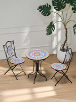 Ensemble table et chaises pliantes en fer forgé pour la décoration de la cour et du balcon