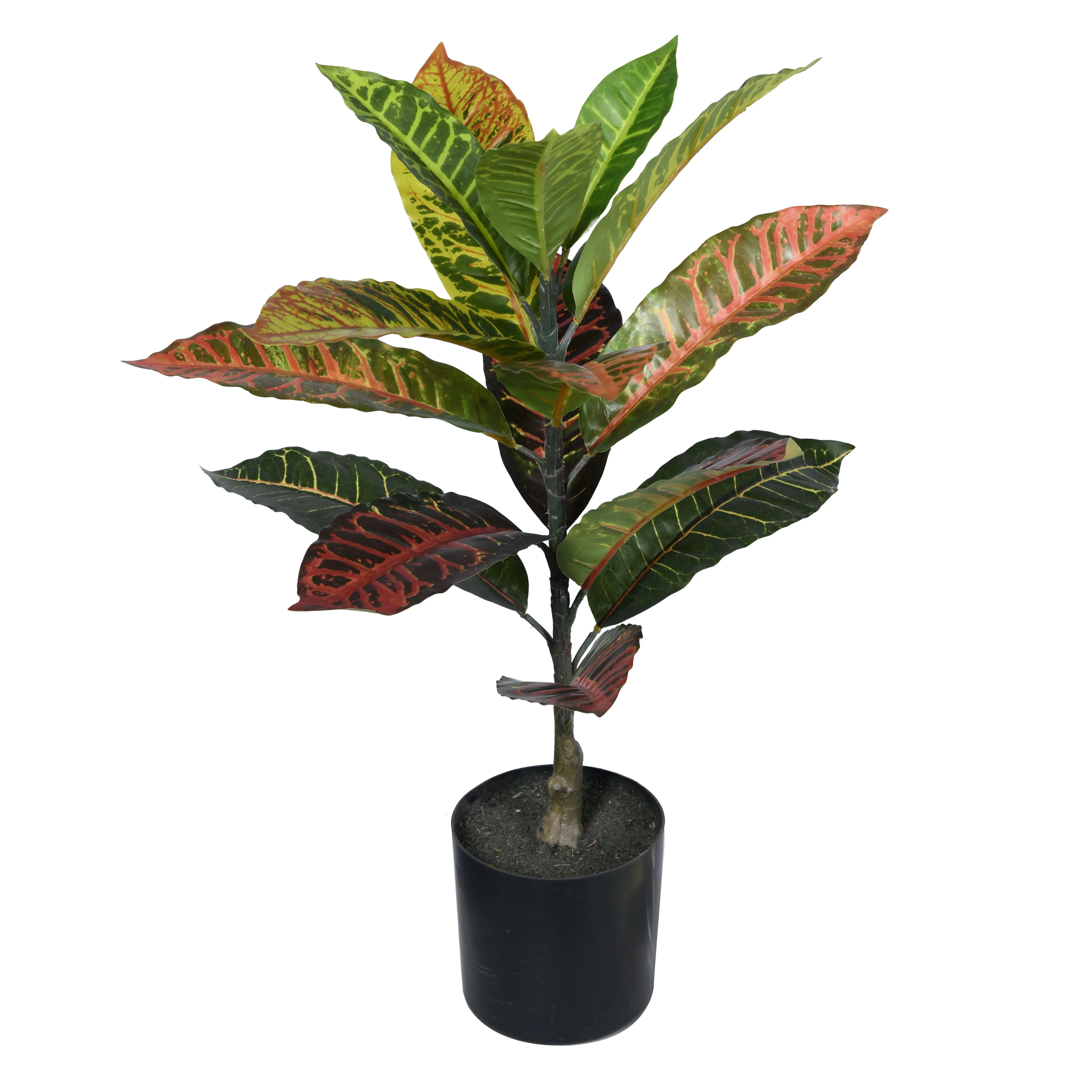 Best sale faux Potted Plant Colorful Silk Tree Warehouse Artificial Croton Palm Tree Bush for home decor