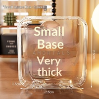 Boîte de rangement pour houppettes, petite boîte dédiée pour fonds de teint, en plastique transparent, moderne, portable, organisateur de bureau, cosmétique