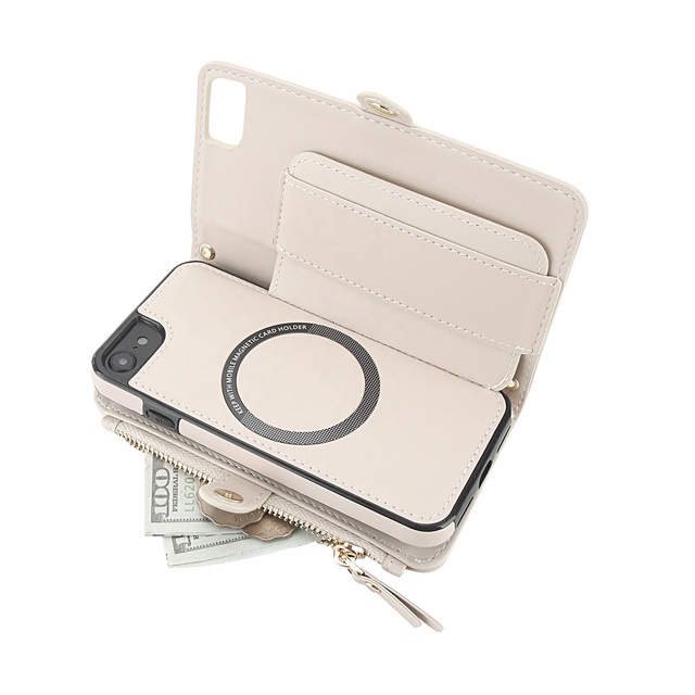 Magnetic Detachable Wallet Phone Case for 17/18Pro/18 Pro Max Crossbody Shoulder Wrist Strap Multi-Functional Card Holder Coin