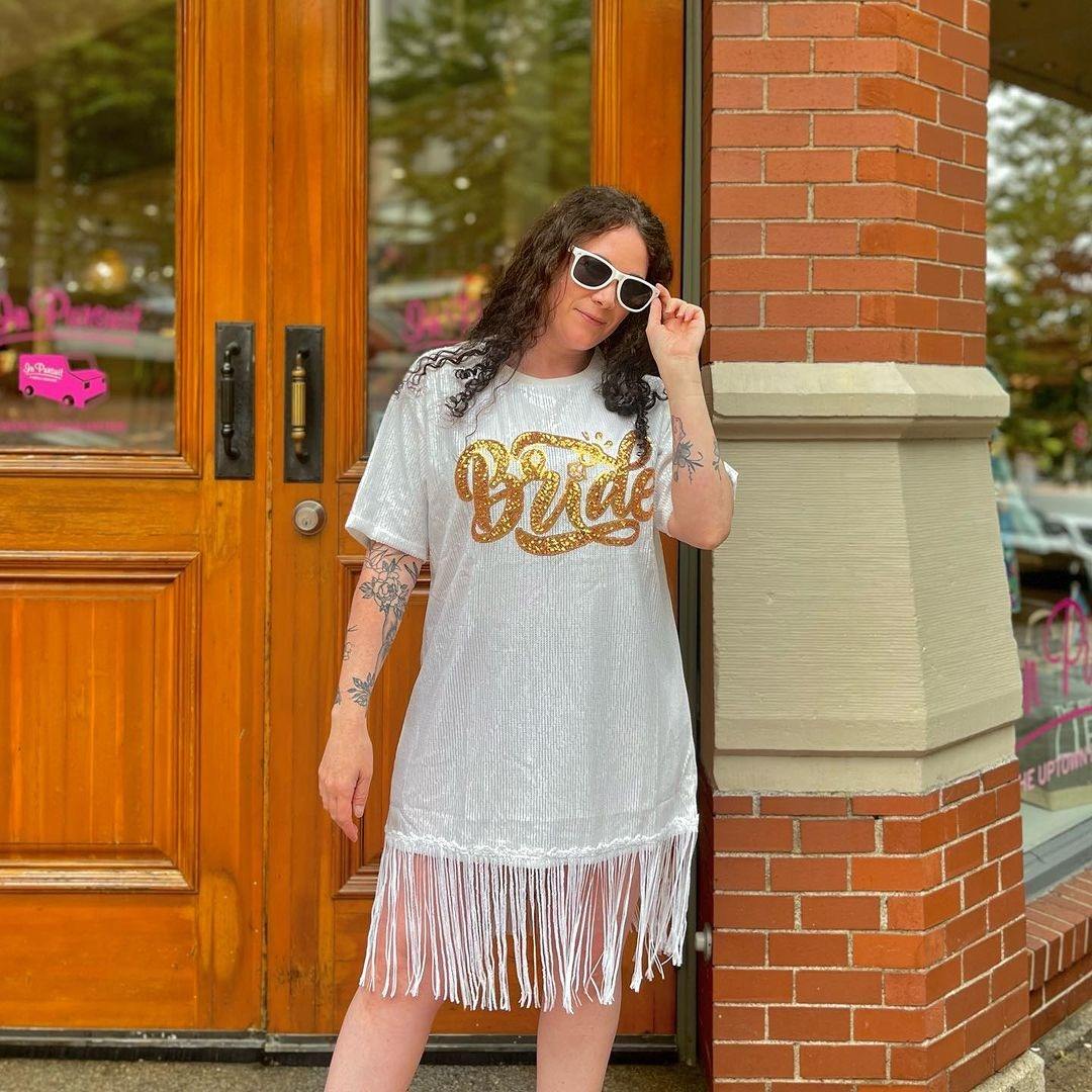 Wholesale Oversize Tee Dress Short Sleeve Loose Pattern Fringe