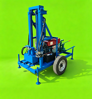 Machine de forage de puits d'eau diesel entièrement hydraulique, profondeur 200 m, équipement de forage portable pour l'approvisionnement en eau des fermes