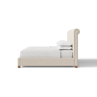 Ensemble de chambre à coucher contemporain FERLY avec cadre de lit enveloppant en peluche douce, lit entièrement recouvert de tissu moderne