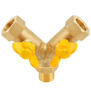 Válvula de Cierre de Gas de Cobre de 3 Puntos, Rosca Interna y Externa, para Uso Doméstico, Conecta 1 a 2 Tuberías para Gas Natural Licuado - Product Image 1