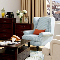 Fauteuil d'appoint à dossier haut en velours, confortable, pour salon, chambre ou salle de lecture