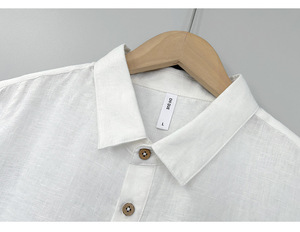 Polo en lin et coton pour homme avec logo personnalisé, respirant, à manches courtes, décontracté, boutonné, personnalisation OEM - Product Image 5