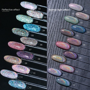 JTING Esmalte de Gel Holográfico Reflectante Efecto Ojo de Gato, 12 Colores, Diamantes, Brillo Nocturno, Gráficos, Gel UV para Uñas, OEM - Product Image 5