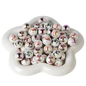 16mm Acrylic Printed Mixed Color Fashionable Women's Western Cowboy-Style Round <b>Bead</b> DIY Phone Stringing Pen Accessory Holes - Product Image 3