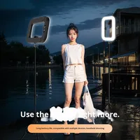 Nouvelle Lampe Annulaire Portable à 3 Températures de Couleur avec Trépied, LED RGB SMD 240, Rechargeable, 1 Support Téléphone, Lumière pour Streaming en Direct