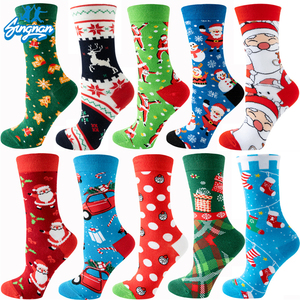 Vente en gros de chaussettes <span class=keywords><strong>fantaisie</strong></span> en coton habillées à la mode colorées et amusantes personnalisées Chaussettes de Noël pour père noël et femmes - Product Image 2