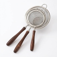 Passoire à matcha en acier inoxydable à mailles fines avec manche en bois de rose et logo personnalisé pour ensemble fouet à matcha