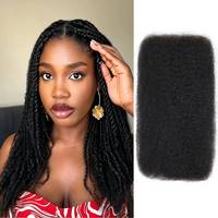 Harga Terbaik 100% Rambut Manusia Mentah Tanpa Proses 100g Afro Kinky Bulk Ekstensi Rambut Virgin 16 Inci Afro Kinky Bulk Ekstensi Rambut