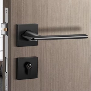 Manillas de <span class=keywords><strong>Puerta</strong></span> Interiores para Hotel, Estilo Natural Moderno Americano, de Lujo, con Cerradura Rosette, Aleación de Zinc, B9-2001, Negro - Product Image 2