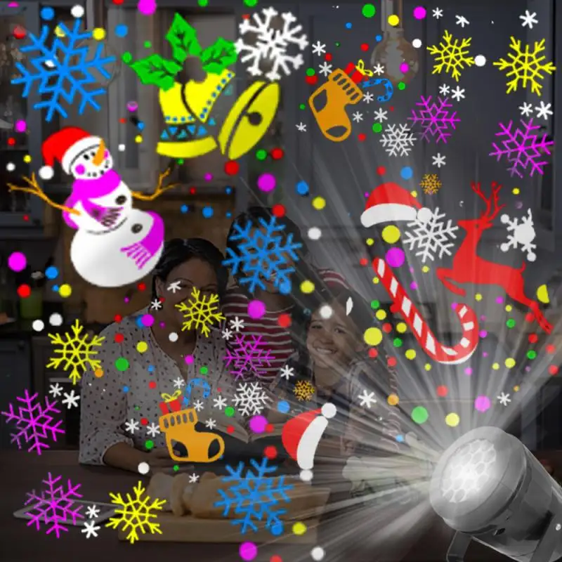 Proyector de luces Led de Navidad para exteriores, proyector láser impermeable de proyección de copos de nieve, lámpara de paisaje, Bar de fiesta de vacaciones, x-mas, 16 patrones